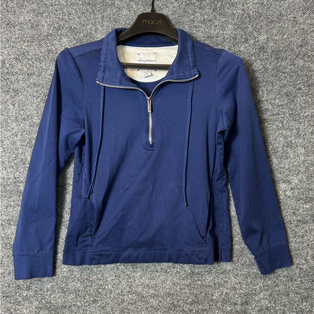 Tommy Bahama Women’s Navy Pima Cotton Half Zip - Size Extra Small (XS)